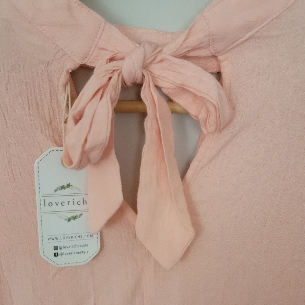 Love Riche Salmon Asymmetrical Bell Sleeve Blouse - Picture 5 of 8